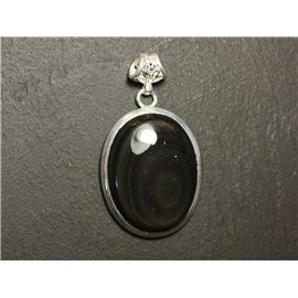 n72 - 925 Silber Anhänger und Stein - Rainbow Obsidian Heavenly Eye Oval 31x24mm 