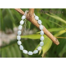 925 Silver Bracelet and Semi Precious Stone - Aquamarine 