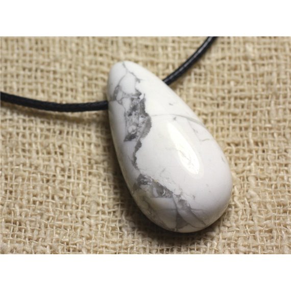 Collier Pendentif en Pierre - Howlite Goutte 40mm