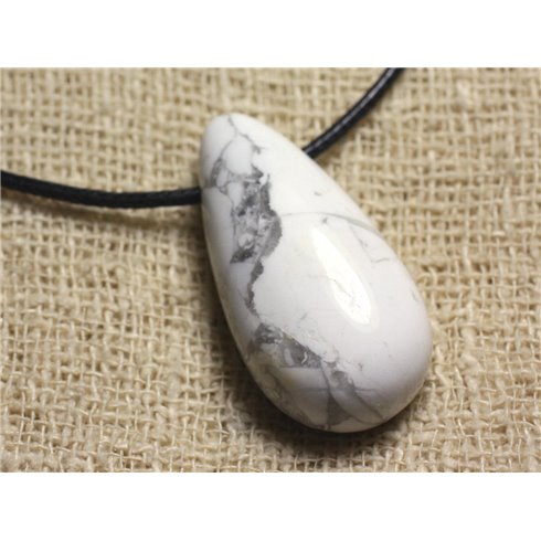 Collier Pendentif en Pierre - Howlite Goutte 40mm