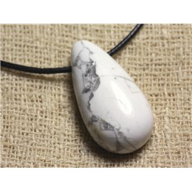 Collana con ciondolo in pietra - Howlite Drop 40mm