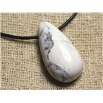 Collier Pendentif en Pierre - Howlite Goutte 40mm