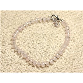 Bracelet 925 Silver and Stone - Rose Quartz Rondelles 5mm 