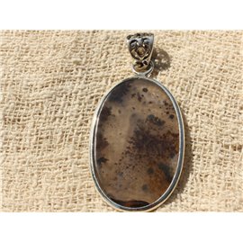 N4 - 925 Silver Pendant and Stone - Dendritic Quartz Oval 49x27mm 