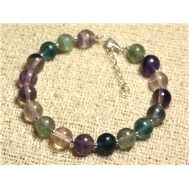 Bracelet Silver 925 and semi precious stone - Multicolored Fluorite 8mm