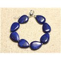 Bracelet Argent 925 et Pierre - Lapis Lazuli Gouttes 18mm 