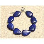 Bracelet Argent 925 et Pierre - Lapis Lazuli Gouttes 18mm 