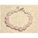 Bracelet Argent 925 et Pierre - Quartz Rose Nuggets 8-10mm 