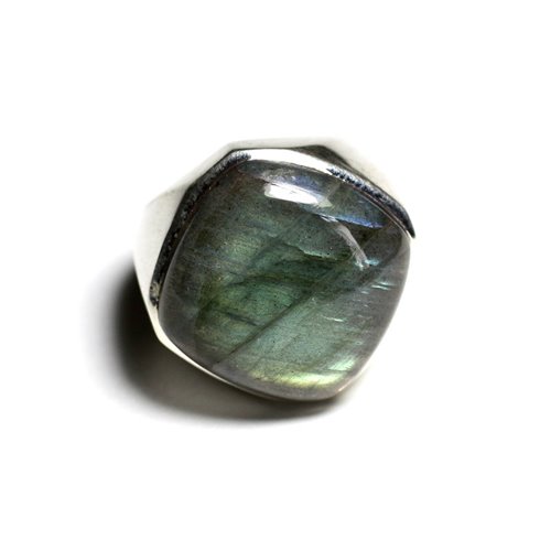 N223 - Bague Argent 925 et Pierre - Labradorite Losange 23mm 