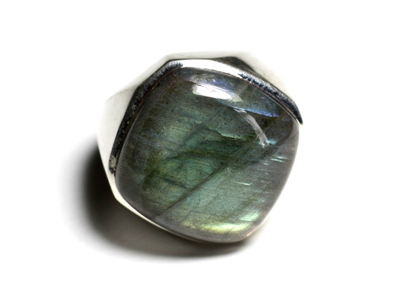 N223 - Bague Argent 925 et Pierre - Labradorite Losange 23mm 