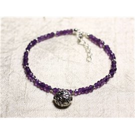 Armband Silber 925 und Stein - Amethyst Africa facettierte Unterlegscheiben 3mm 