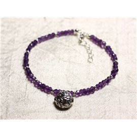 Bracelet Silver 925 and Stone - Amethyst Africa faceted washers 3mm 