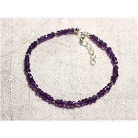 Bracelet Argent 925 et Pierre - Améthyste Afrique rondelles facettées 3mm  Bracelet Argent 925 et Pierre - Améthyste Afrique rondelles facettées 3mm