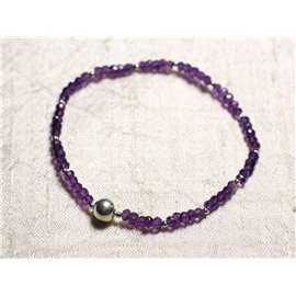 Bracelet Argent 925 et Pierre - Améthyste Afrique rondelles facettées 3mm  Bracelet Argent 925 et Pierre - Améthyste Afrique rondelles facettées 3mm