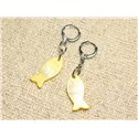 Boucles d'Oreilles Nacre Poissons 23mm Jaune 