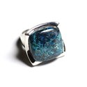 N222 - Bague Argent 925 et Pierre - Azurite Carré 20mm 