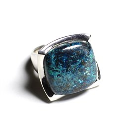 N222 - Anello Argento 925 e Pietra - Azzurrite Quadrata 20mm 