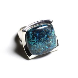 N222 - Ring Silver 925 and Stone - Azurite Square 20mm 