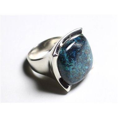 N222 - Bague Argent 925 et Pierre - Azurite Carré 20mm 