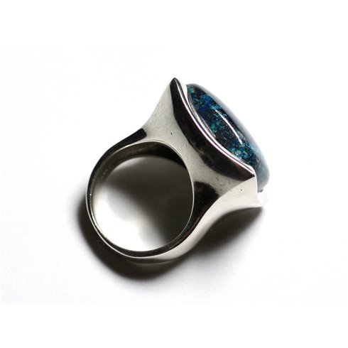 N222 - Bague Argent 925 et Pierre - Azurite Carré 20mm 