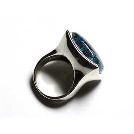 N222 - Bague Argent 925 et Pierre - Azurite Carré 20mm 