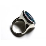 N222 - Bague Argent 925 et Pierre - Azurite Carré 20mm 