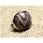 Bague Argent 925 et Pierre - Jaspe Porcelaine Rond 20mm Taille Réglable 
