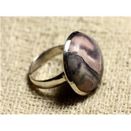 Bague Argent 925 et Pierre - Jaspe Porcelaine Rond 20mm Taille Réglable  Bague Argent 925 et Pierre - Jaspe Porcelaine Rond 20mm Taille Réglable