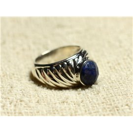 N121 - 925 Silver and Stone Ring - Lapis Lazuli Faceted Round 9mm 