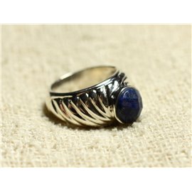 N121 - Ring Silber 925 und Stein - Lapislazuli facettiert rund 9 mm 