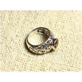 N112 - Bague Argent 925 et Pierre Filigrane Arabesques - Citrine Rond Facetté 8mm  N112 - Bague Argent 925 et Pierre Filigrane Arabesques - Citrine Rond Facetté 8mm