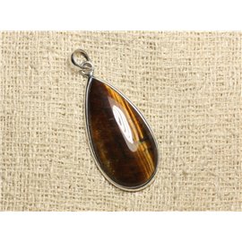 Pendant Silver 925 and Stone - Tiger Eye Drop 40mm 
