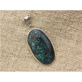 n8 - Colgante Plata 925 y Piedra - Azurita Ovalada 40x22mm 