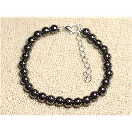 Bracelet 925 Silver and Stone - Hematite Balls 6mm 