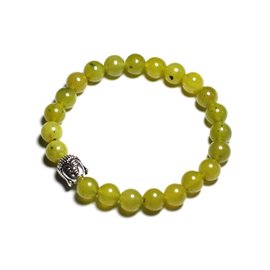 Buddha Bracelet and Semi Precious Stone - Olive Jade 