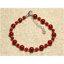 Pulsera Plata 925 y Piedra - Cornalina 4 y 6mm 