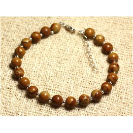 Bracelet 925 Silver and Stone - 6mm Wood Jasper