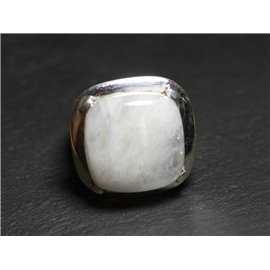 n110 - Anillo Plata 925 y Piedra - Piedra Luna Cuadrada 18mm 