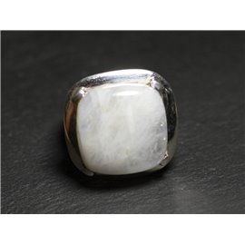 n110 - Ring Silver 925 and Stone - Moonstone Square 18mm 