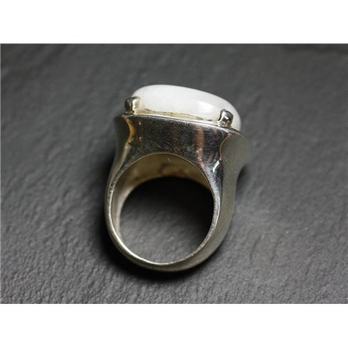 n110 - Bague Argent 925 et Pierre - Pierre de Lune Carré 18mm