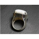 n110 - Bague Argent 925 et Pierre - Pierre de Lune Carré 18mm 