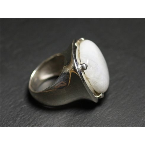 n110 - Bague Argent 925 et Pierre - Pierre de Lune Carré 18mm