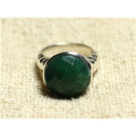 N120 - Anello in argento sterling 925 e pietra - Avventurina tonda sfaccettata 15 mm 