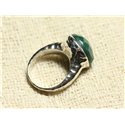 N120 - Bague Argent 925 et Pierre - Aventurine Facettée Rond 15mm 