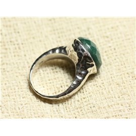 N120 - Bague Argent 925 et Pierre - Aventurine Facettée Rond 15mm  N120 - Bague Argent 925 et Pierre - Aventurine Facettée Rond 15mm