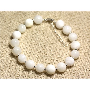 Bracelet Argent 925 et Perles de Nacre Blanche 8mm
