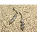 Boucles d'Oreilles Argent 925 - Quartz Tourmaline Facetté 6mm 