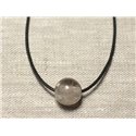 Collier Pendentif Pierre semi précieuse - Quartz Fumé Boule 14mm 