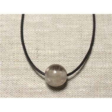 Collier Pendentif Pierre semi précieuse - Quartz Fumé Boule 14mm 