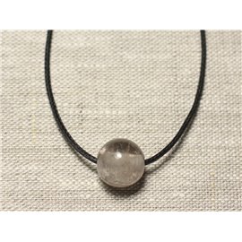 Collana con ciondolo in pietra semipreziosa - sfera di quarzo fumé 14 mm 